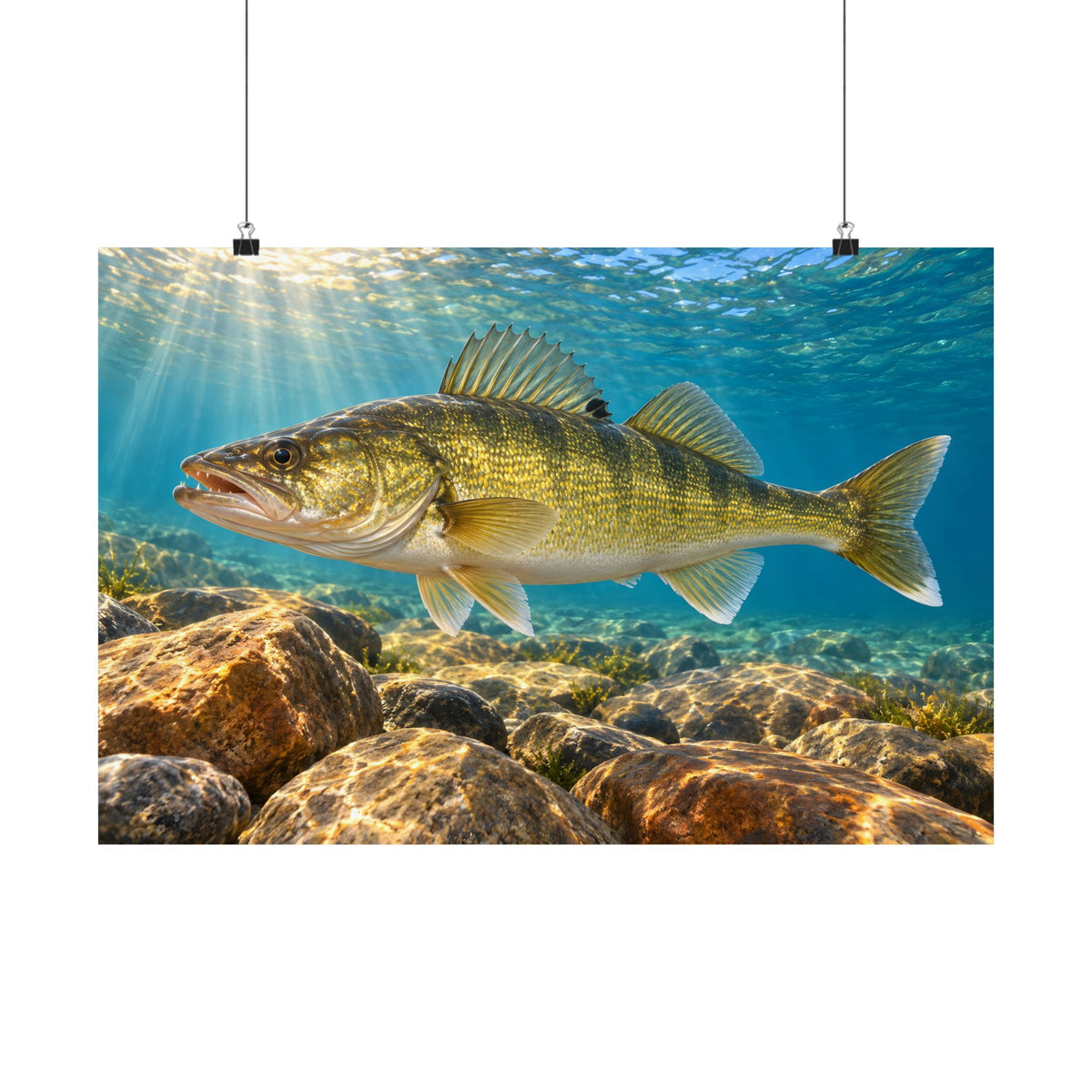 Golden Rock Reef Walleye poster wall art, 18x12 size view