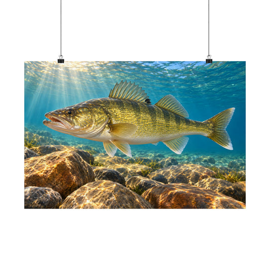 Golden Rock Reef Walleye poster wall art, 18x12 size view
