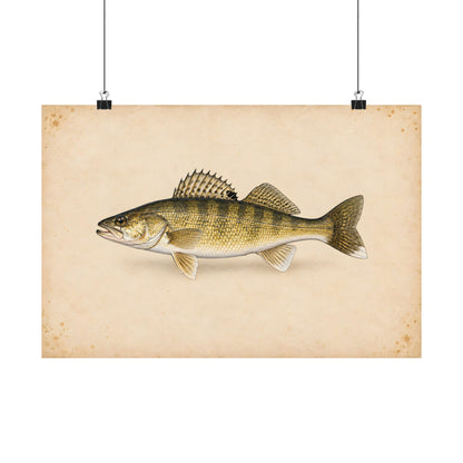 Walleye Field Study poster wall art, 24x16 size view