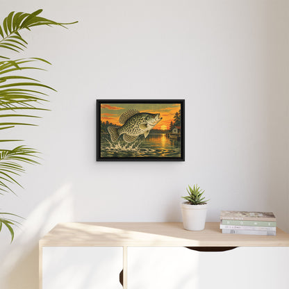 Sunset Camp Crappie framed canvas wall art, view 5