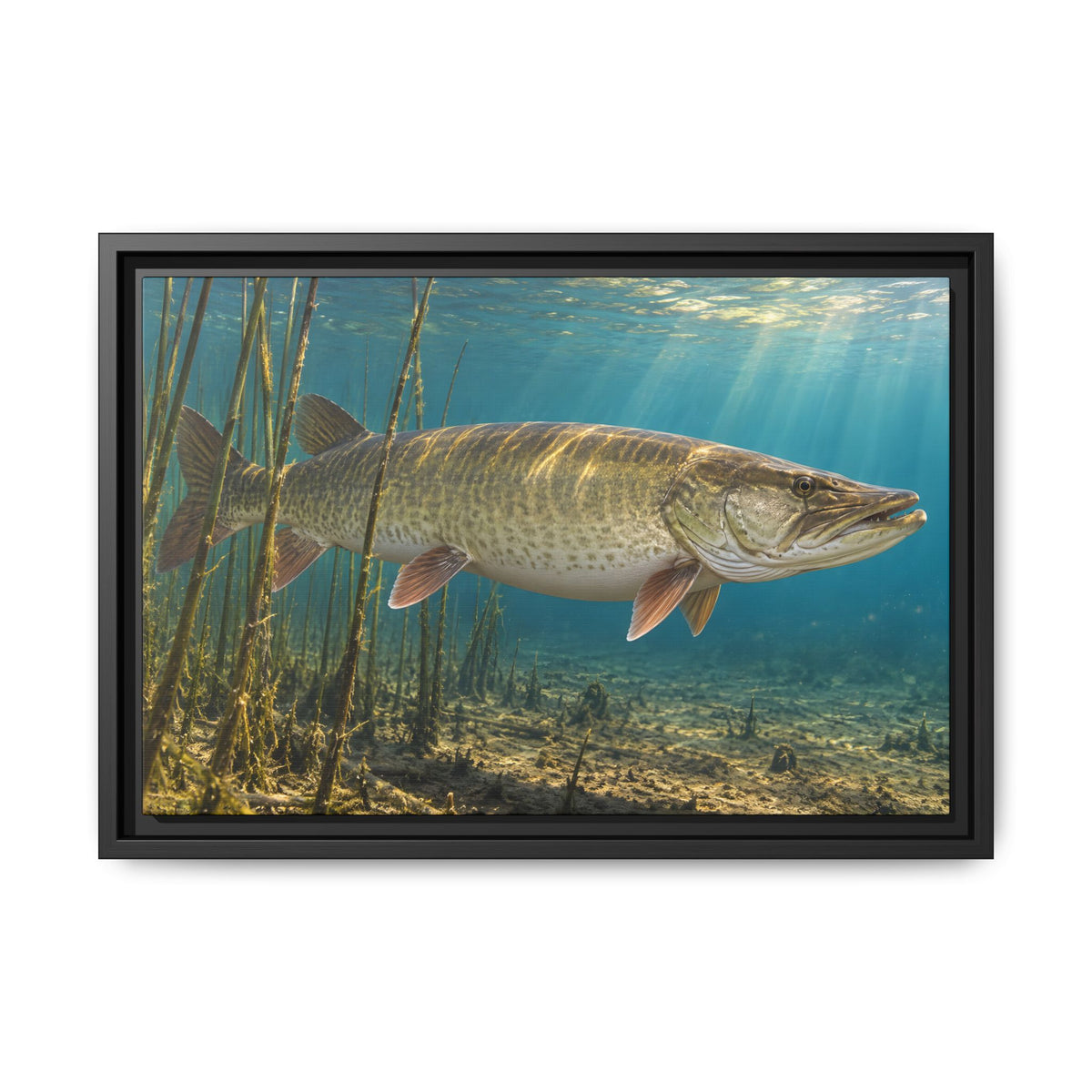 Reed Bed Cruiser Muskie framed canvas, 24x16 size view