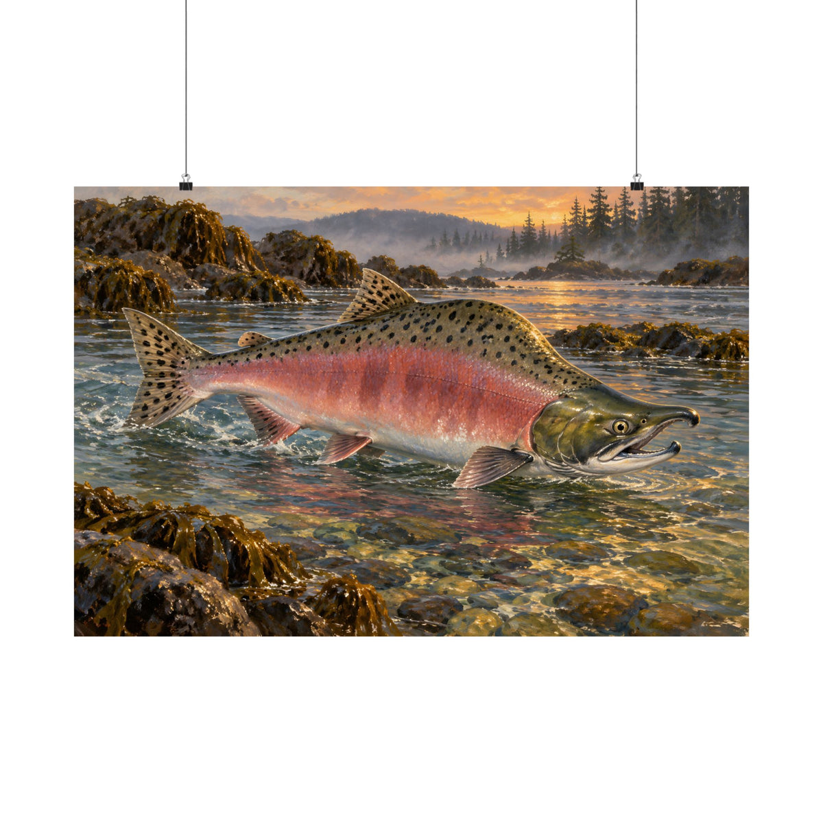 Alaskan Dusk Pink Salmon poster wall art, view 3