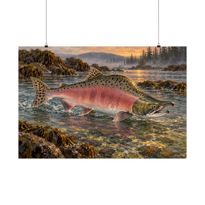 Alaskan Dusk Pink Salmon poster wall art, view 3
