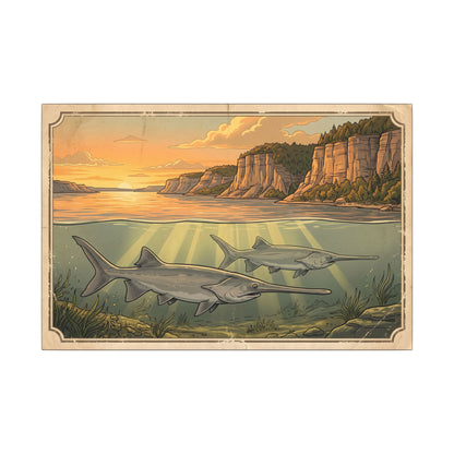 Paddlefish Below the Bluffs canvas wall art, view 2