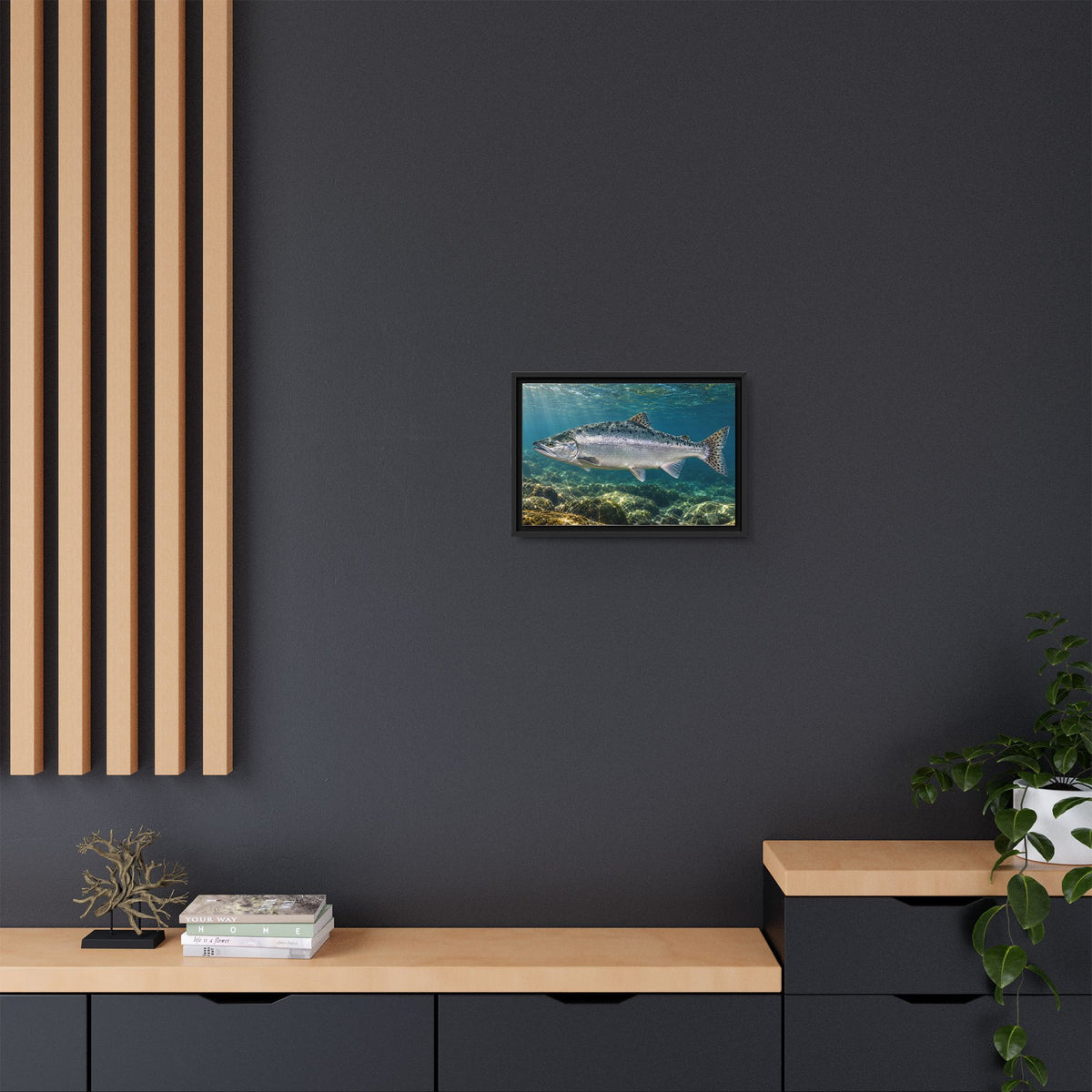 Silver Tide Pink Salmon framed canvas wall art, view 6