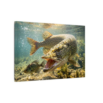 Northern Pike Crappie Chase Canvas — Predator Strike Wall Art for Anglers