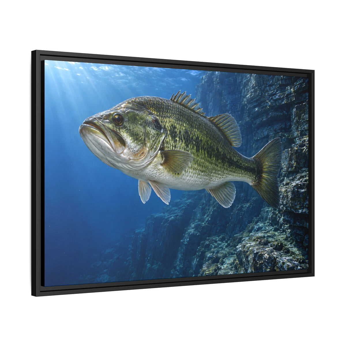 Cobalt Cliff Patrol Largemouth Bass framed canvas side angle