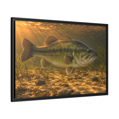 Copper Evening Flats Largemouth Bass framed canvas side angle
