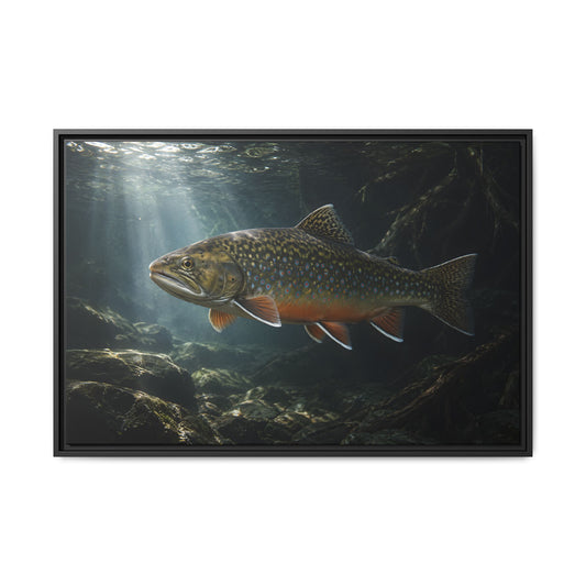 Shadow Pool Brook Trout framed canvas wall art