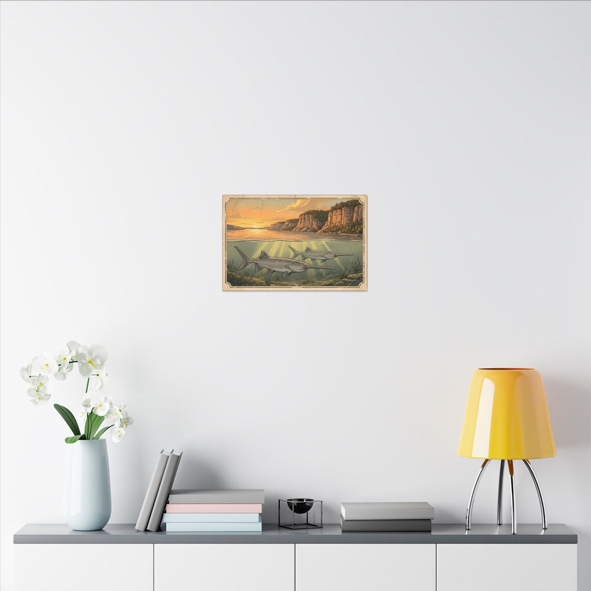 Paddlefish Below the Bluffs canvas wall art, view 6