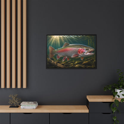 Mountain Stream Rainbow Trout framed canvas wall art, view 6