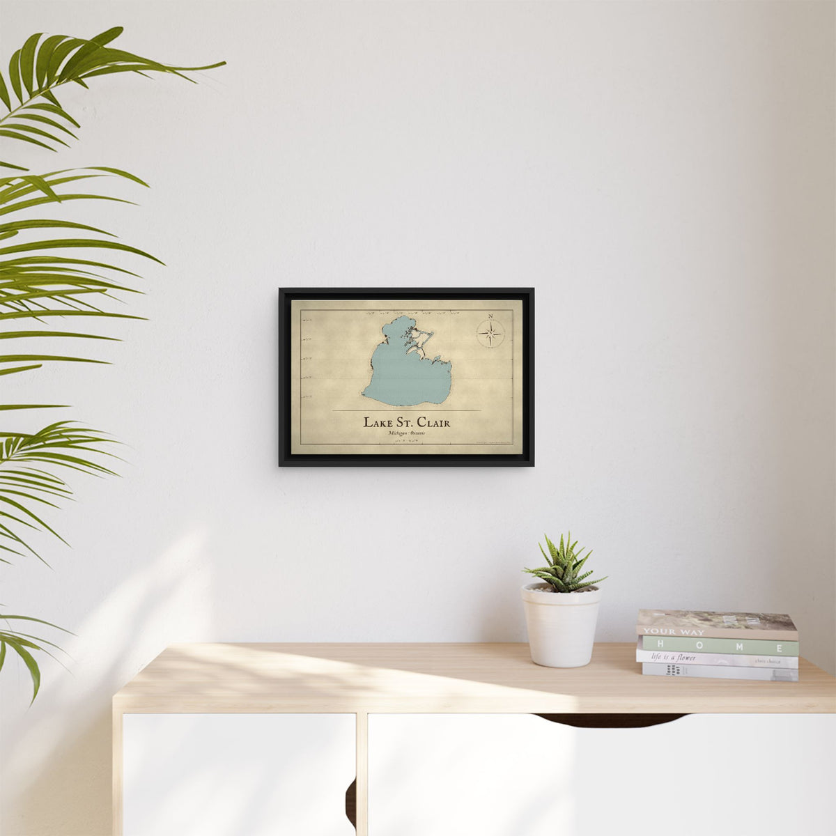 Lake St. Clair Vintage Map framed canvas wall art, view 5