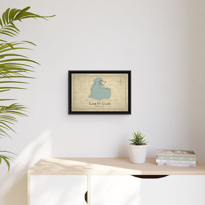 Lake St. Clair Vintage Map framed canvas wall art, view 5
