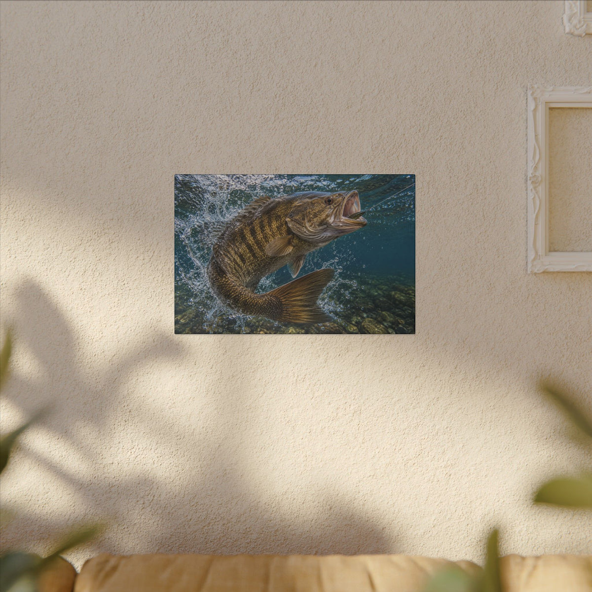Boatside Fight Smallmouth Bass canvas wall art, view 5