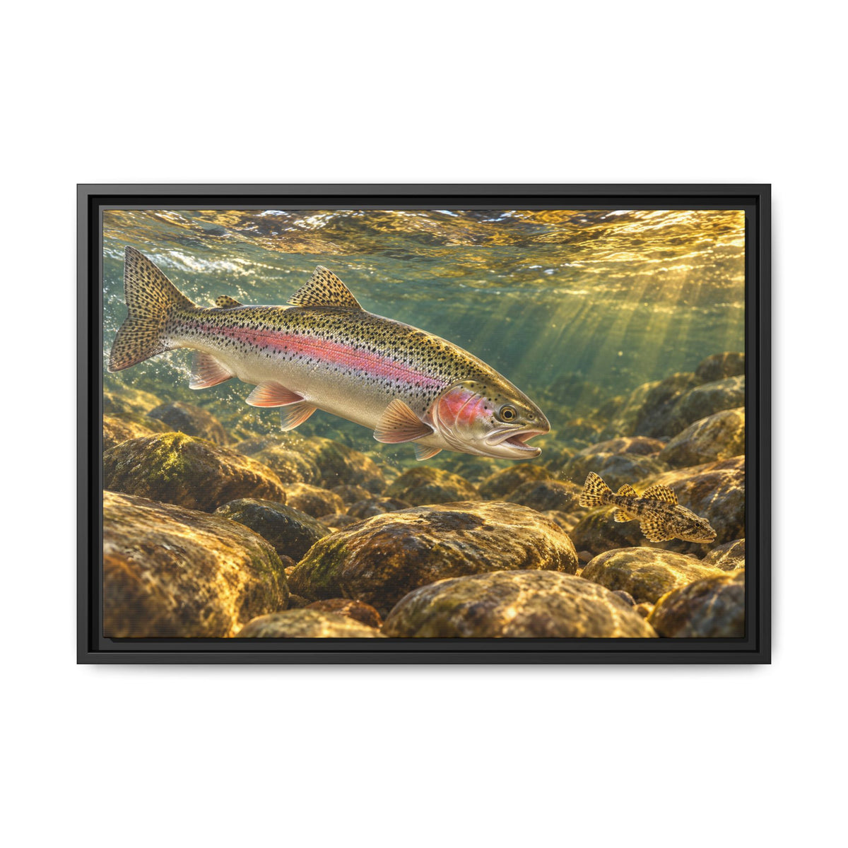 Sculpin Chase Rainbow Trout framed canvas wall art – photo 3