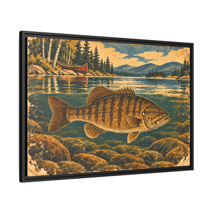 Vintage Lodge River Smallmouth Framed Canvas wall art, view 4