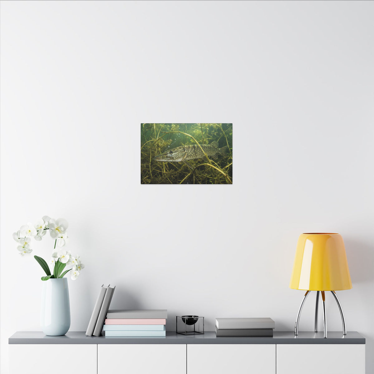 Weed Ambush Northern Pike canvas in a home office