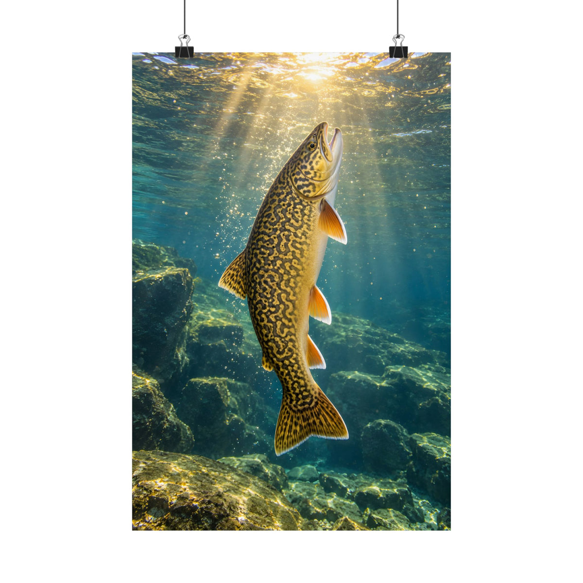 Golden Ascent Tiger Trout poster wall art