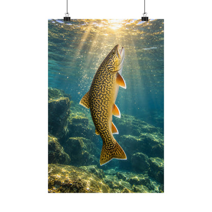Golden Ascent Tiger Trout poster wall art