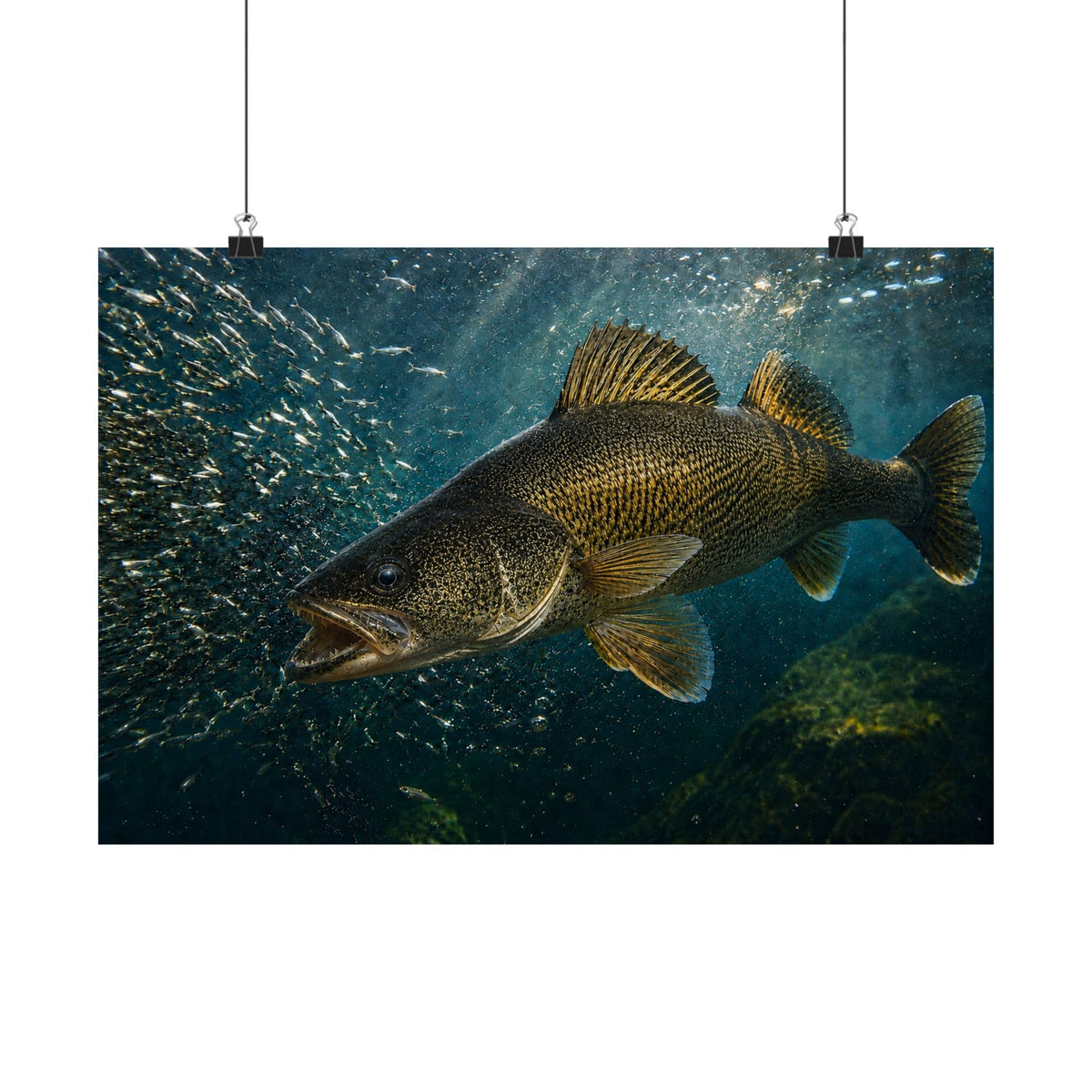 Walleye Baitfish Run Over the Reef — Matte Horizontal Wall Art