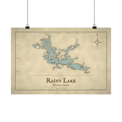Rainy Lake Vintage Map poster wall art, view 2