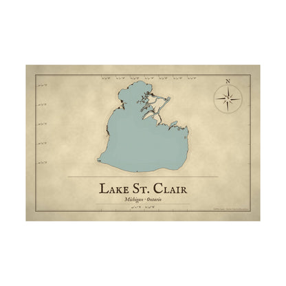 Lake St. Clair Vintage Map poster wall art, view 4