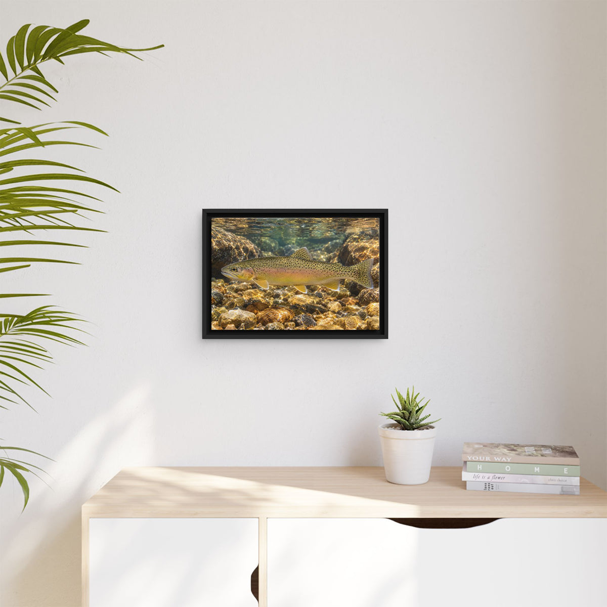 Amber Pebbles Gila Trout framed canvas wall art, view 5