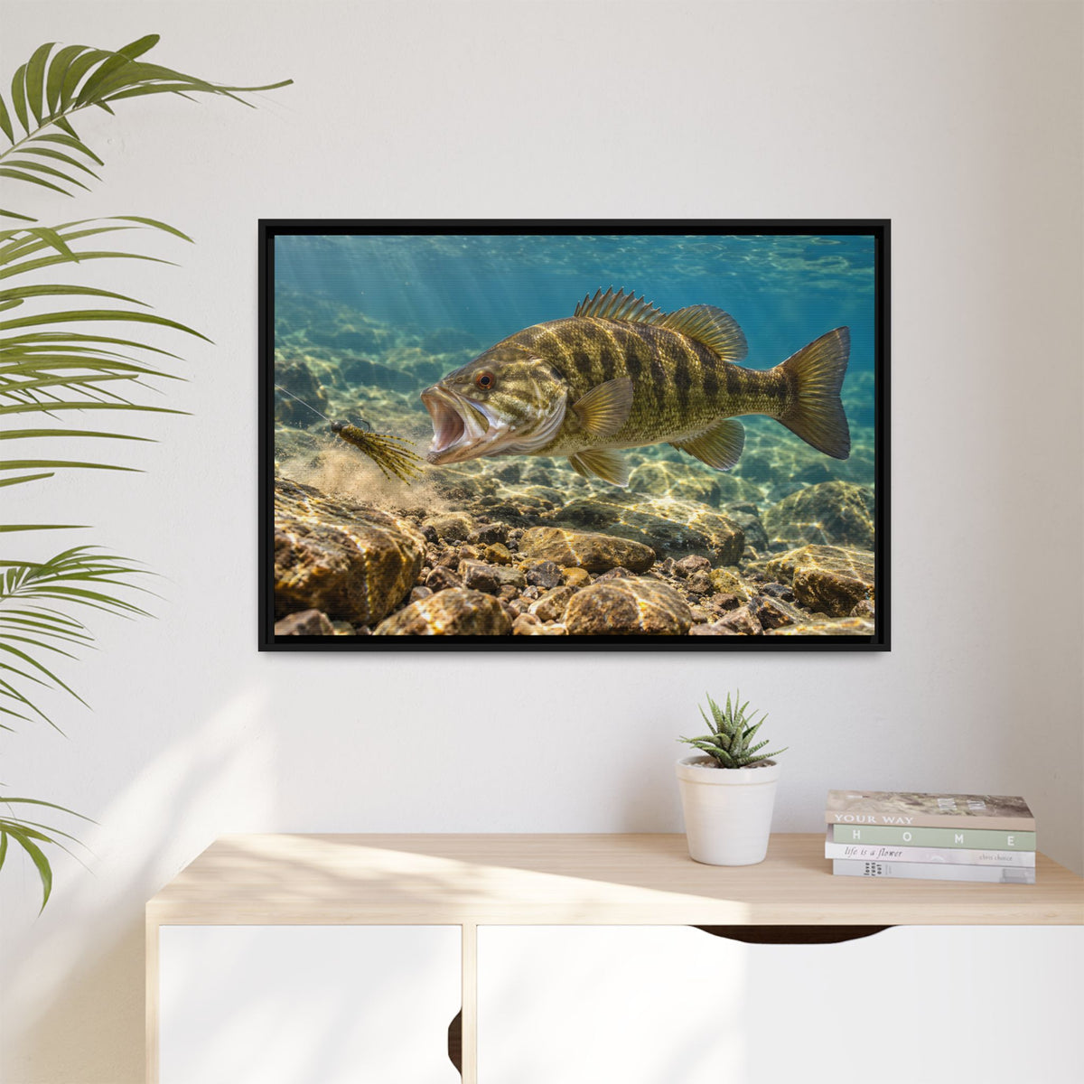 Tube Bait Ambush Smallmouth Framed Canvas wall art, view 5