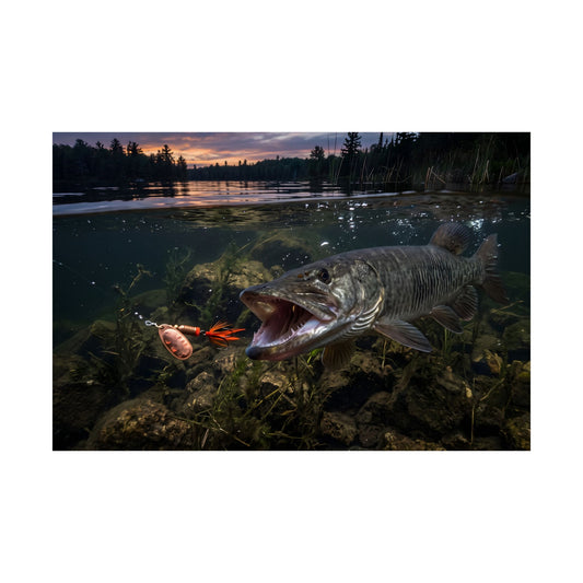 Sunset Spinner Strike Muskie poster wall art