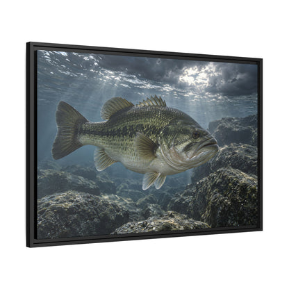 Silver Before the Storm Largemouth Bass framed canvas side angle