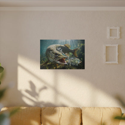 Northern Pike Predator Strike Canvas — Action Wall Art for Anglers