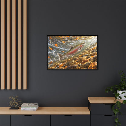 Autumn Leaf Run Salmon framed canvas wall art, view 6