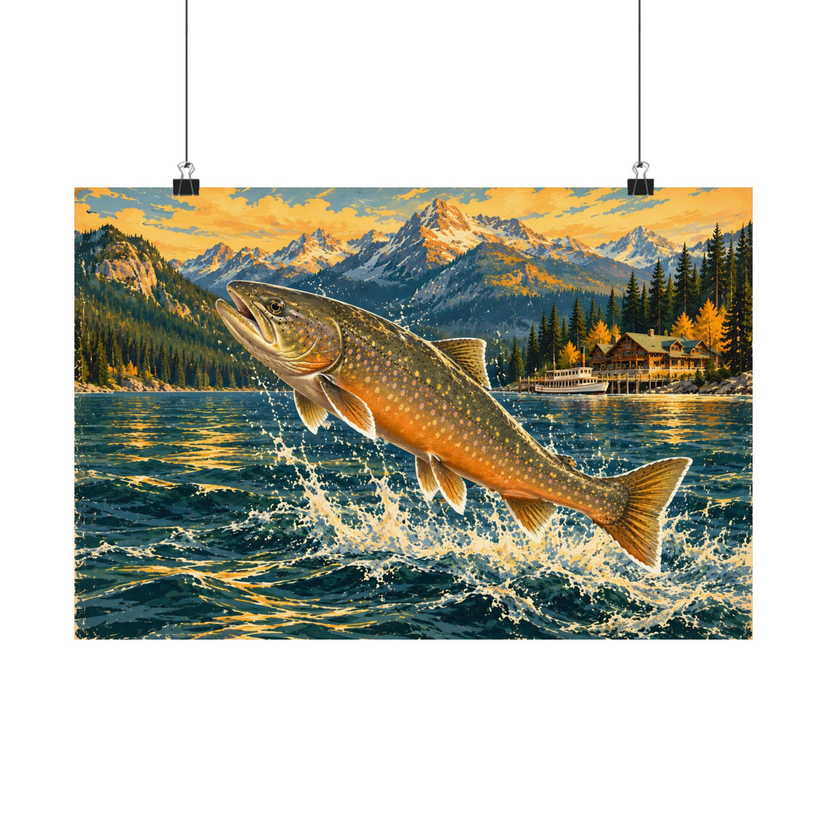 Northern Lake Lodge Bull Trout poster wall art, 18x12 size view
