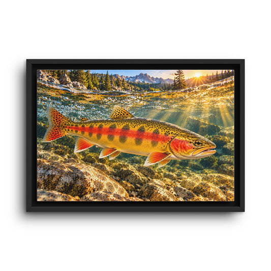 Mountain Sunrise Golden Trout framed canvas wall art