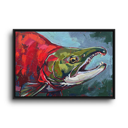 Legends Bold Close-Up Spawning Sockeye Salmon framed canvas wall art, view 3