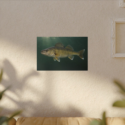 Big Water Trophy Walleye canvas hanging in a living room