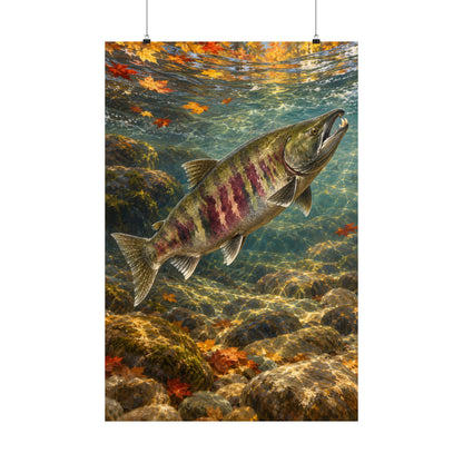 Autumn Ascent Chum Salmon vertical poster wall art, view 2