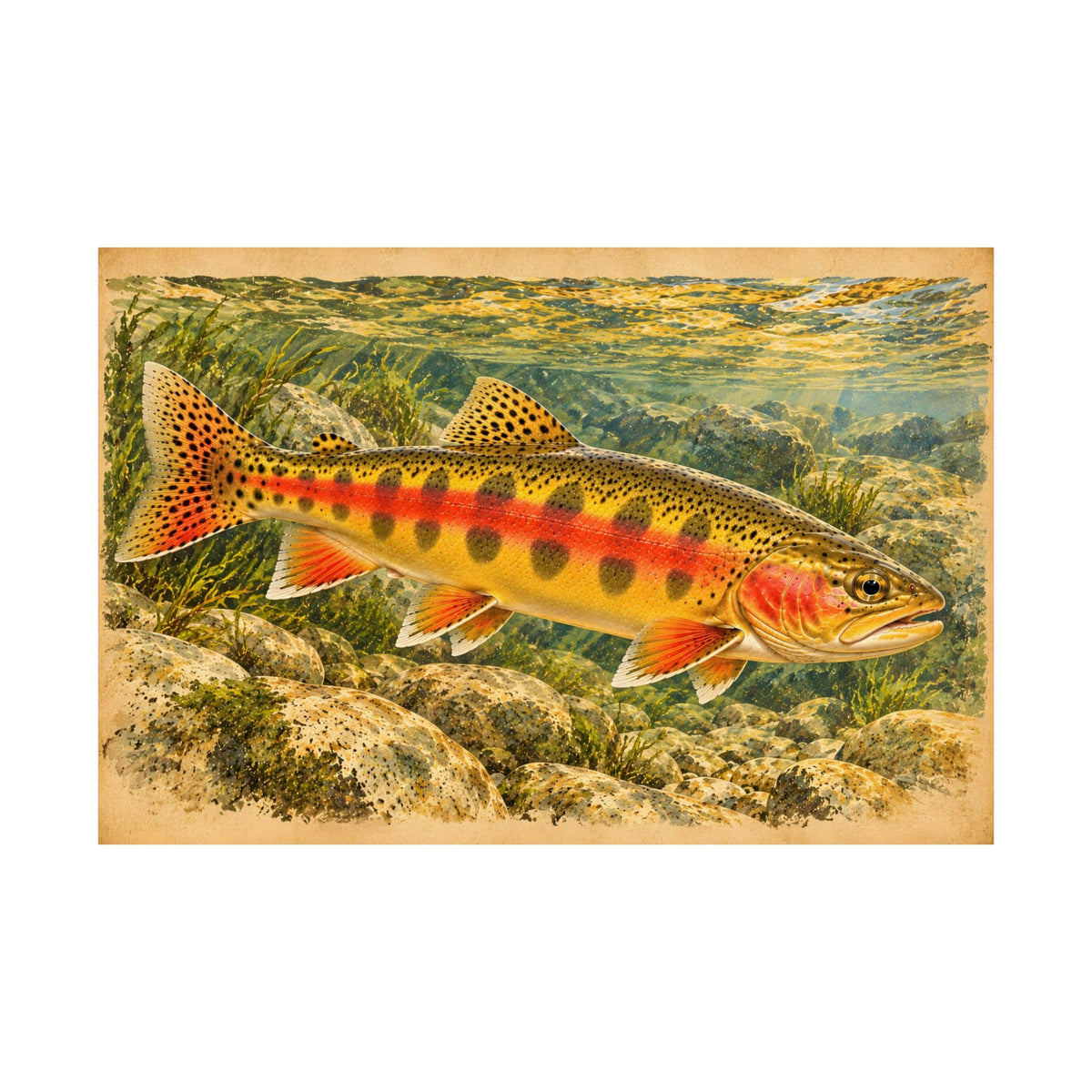 Vintage Underwater Portrait Golden Trout poster wall art, view 4