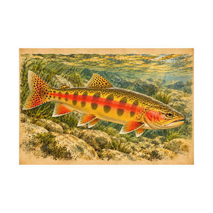 Vintage Underwater Portrait Golden Trout poster wall art, view 4