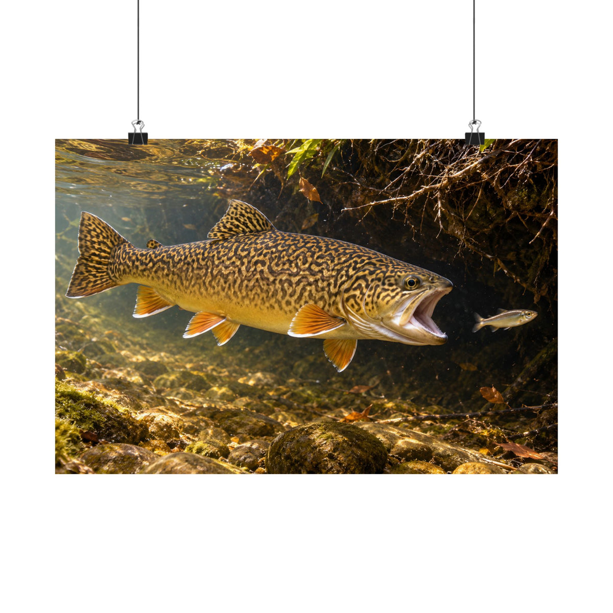 Grassy Bank Strike Tiger Trout poster wall art, view 2