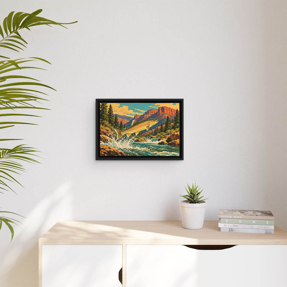 Red Mesa Leap Gila Trout framed canvas wall art, view 5