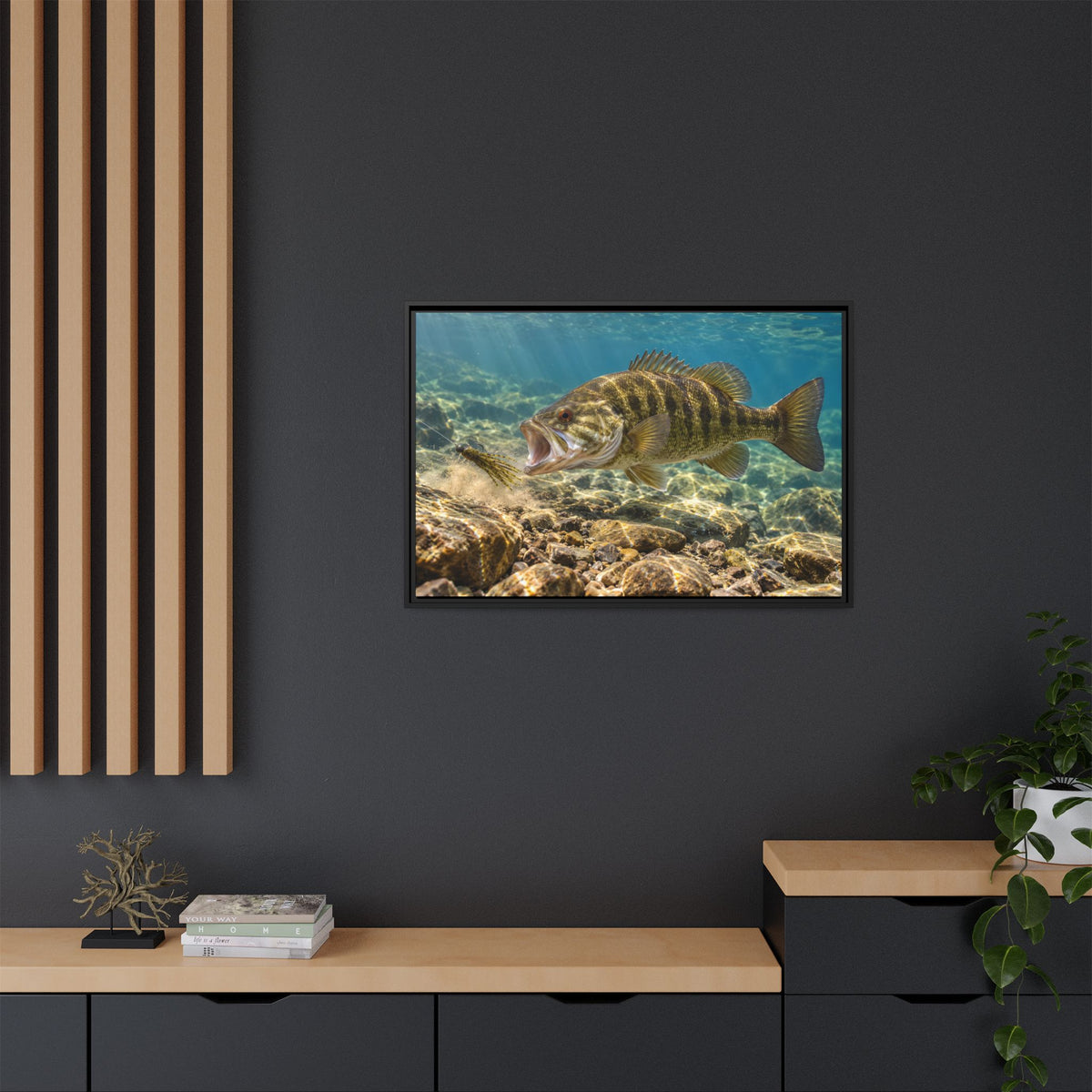 Tube Bait Ambush Smallmouth Framed Canvas wall art, view 6
