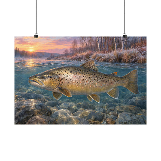 Lake-Run Giant Brown Trout poster wall art, 18x12 size view