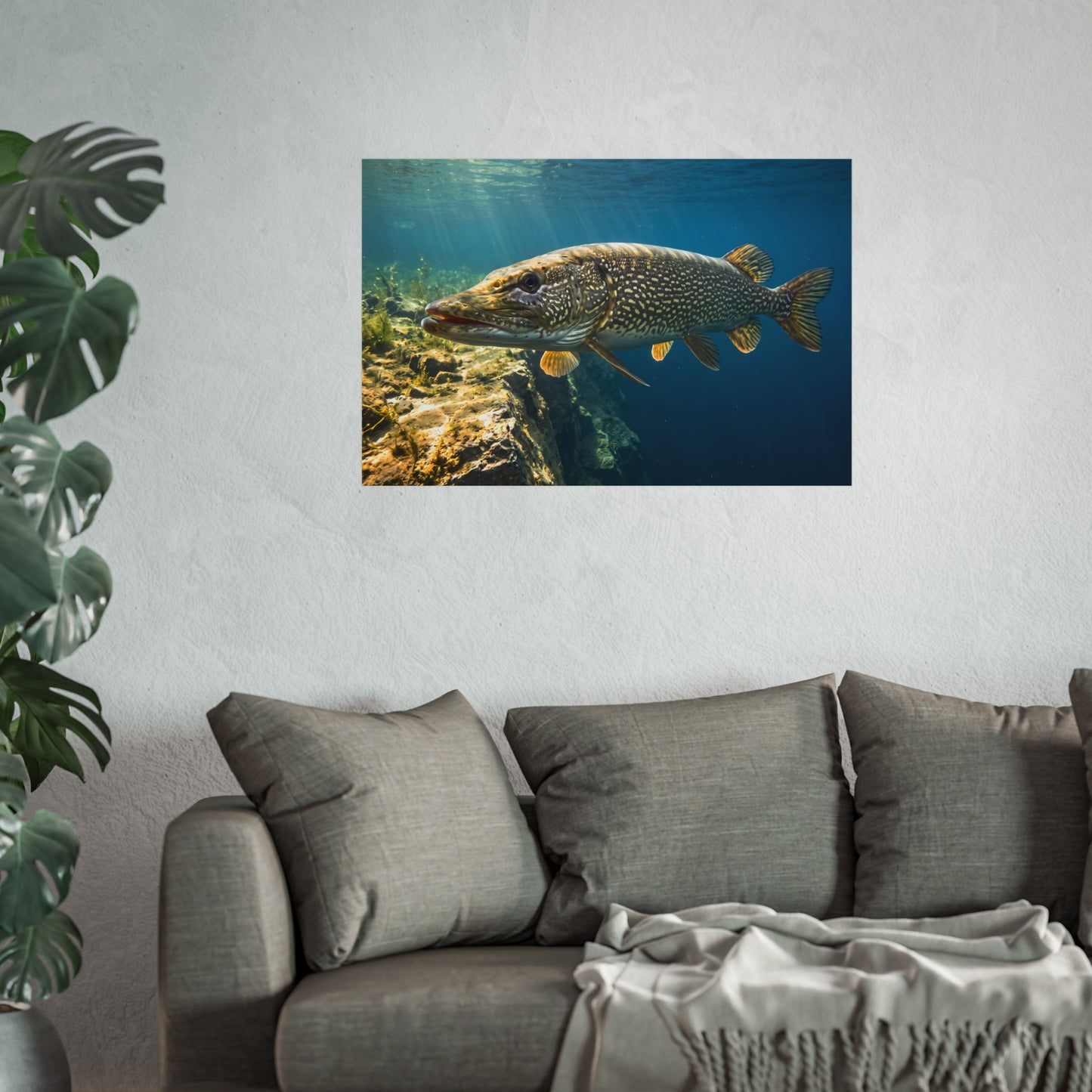 Northern Pike Deep Water Cruise Fine Art Print — Museum-Quality Giclée for Anglers