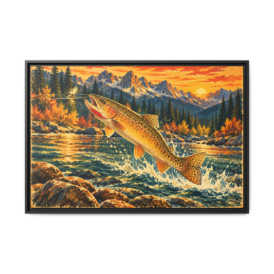Idaho Wilderness Cutthroat Trout framed canvas, 36x24 size view