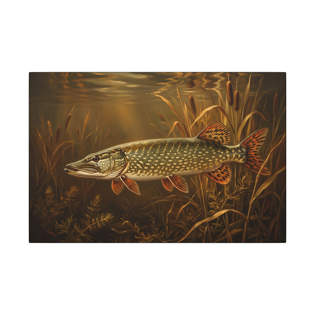 Old Masters Oil Northern Pike canvas, 18x12 size view