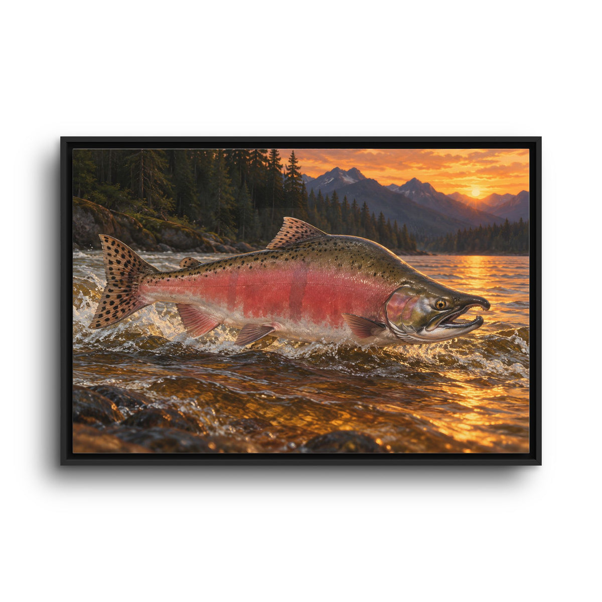 River Light Pink Salmon framed canvas wall art, view 3