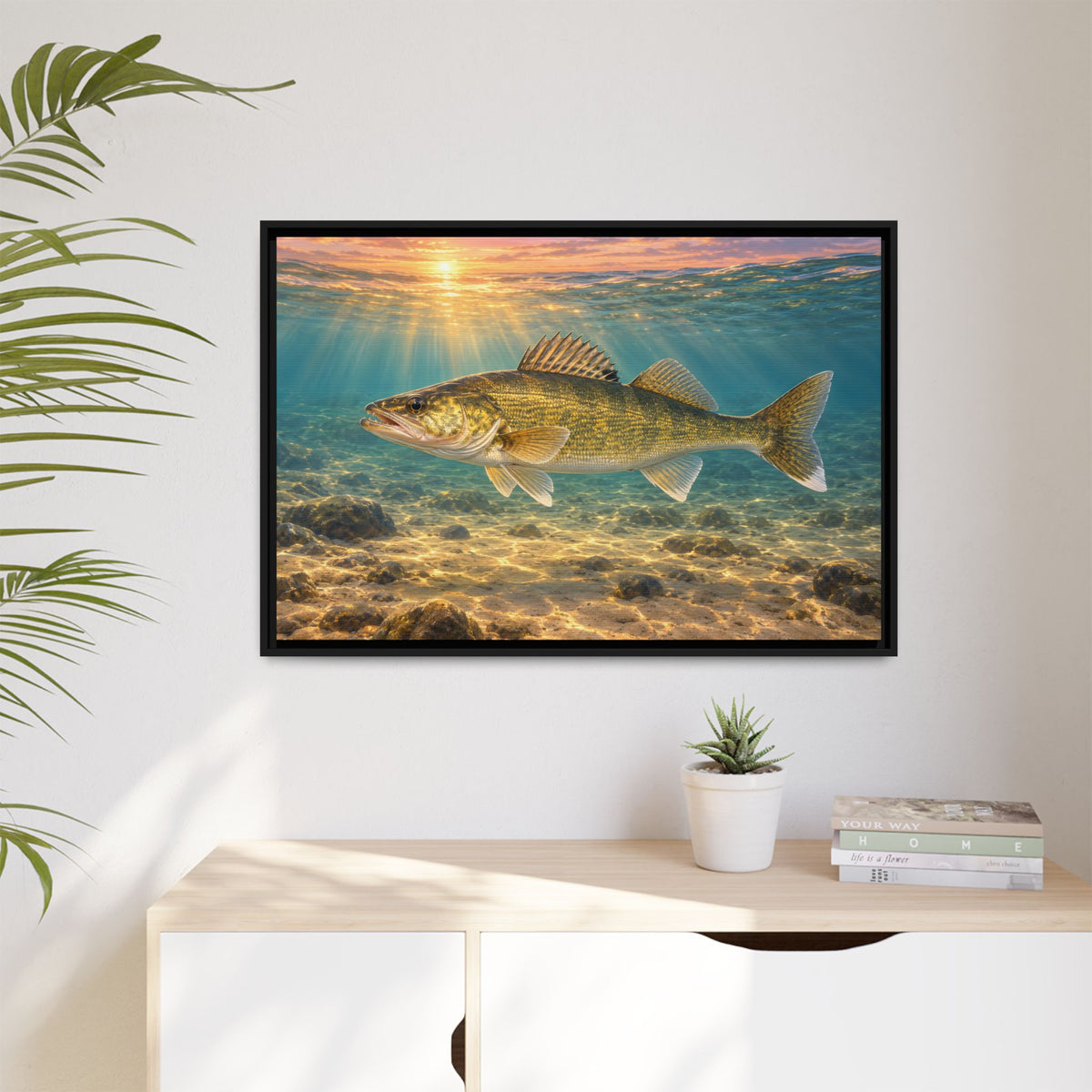The Shallows Walleye framed canvas wall art, view 5