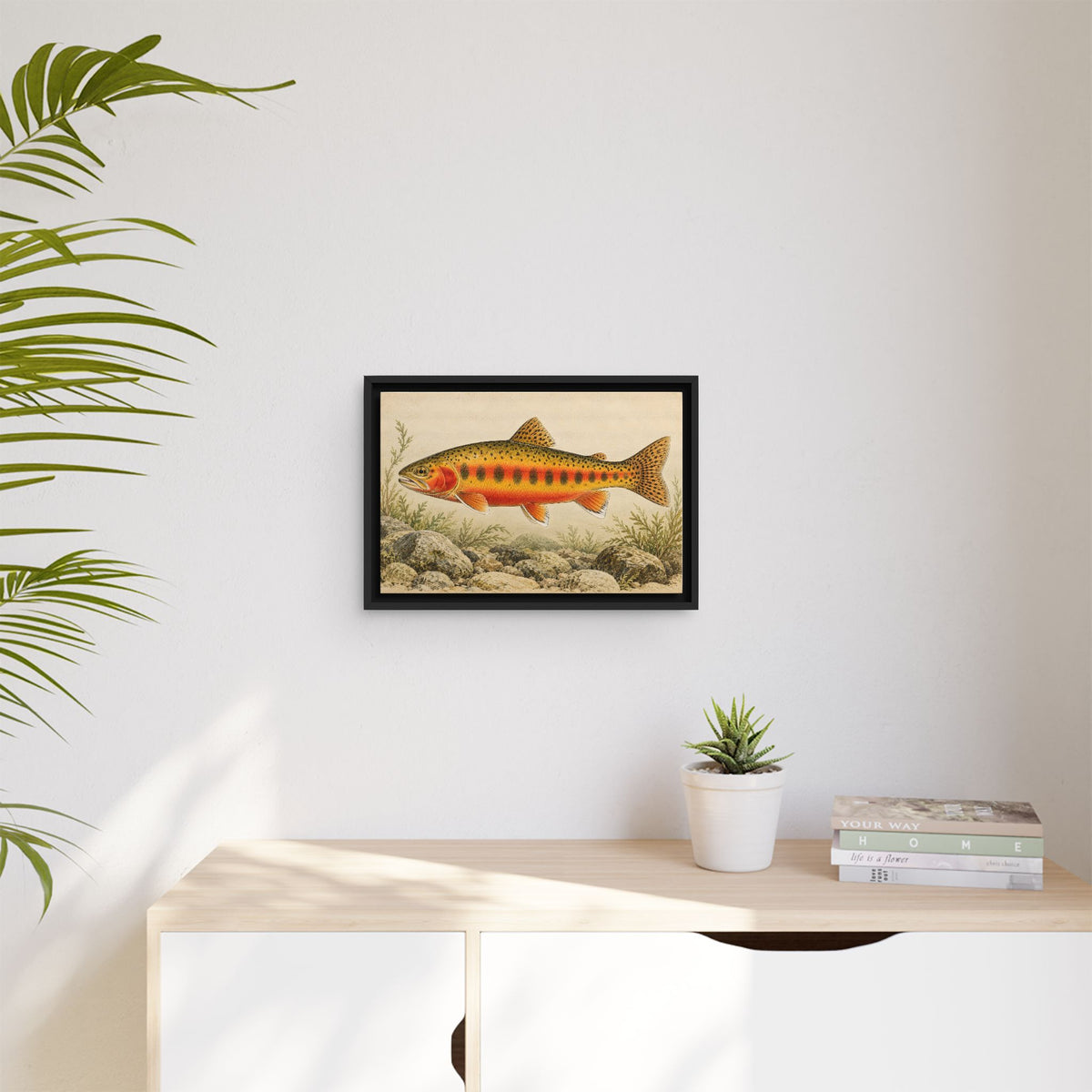 Vintage Stream Study Golden Trout framed canvas wall art, view 5