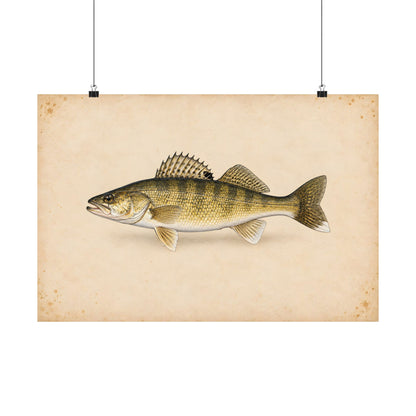 Walleye Field Study poster wall art, 18x12 size view